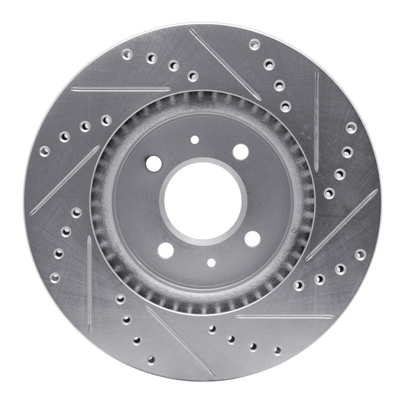 Hyundai Accent Brake Rotor (1) - Front Left - R1 Concepts - Drilled & Slotted - Silver - `12-`23